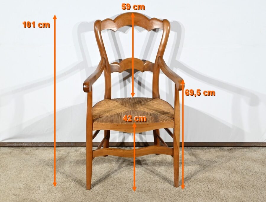 Fauteuil Grand-Mère en Merisier, style Louis Philippe – Fin XIXe – Image 20