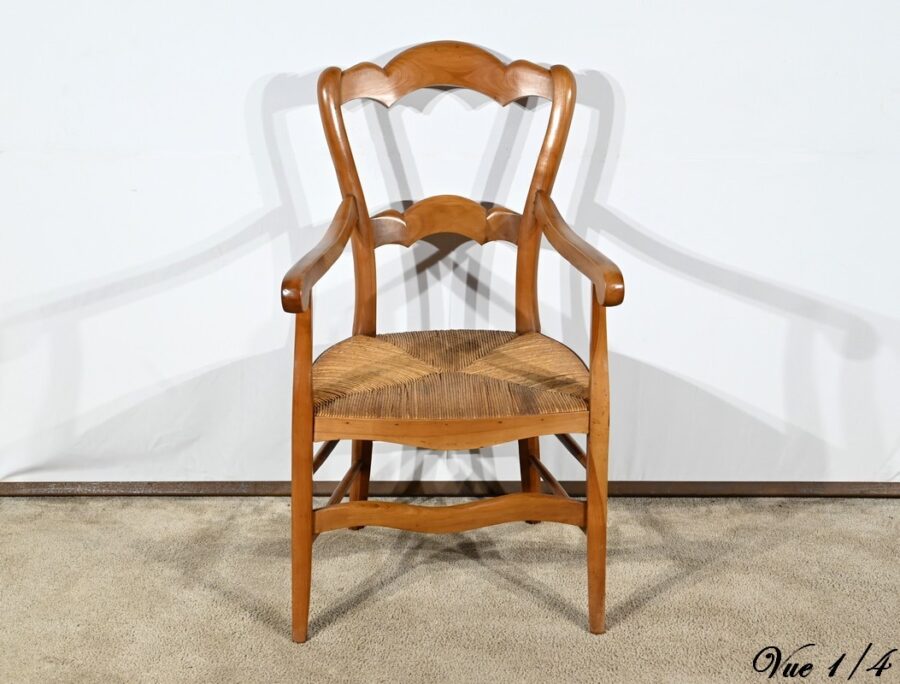 Fauteuil Grand-Mère en Merisier, style Louis Philippe – Fin XIXe – Image 4