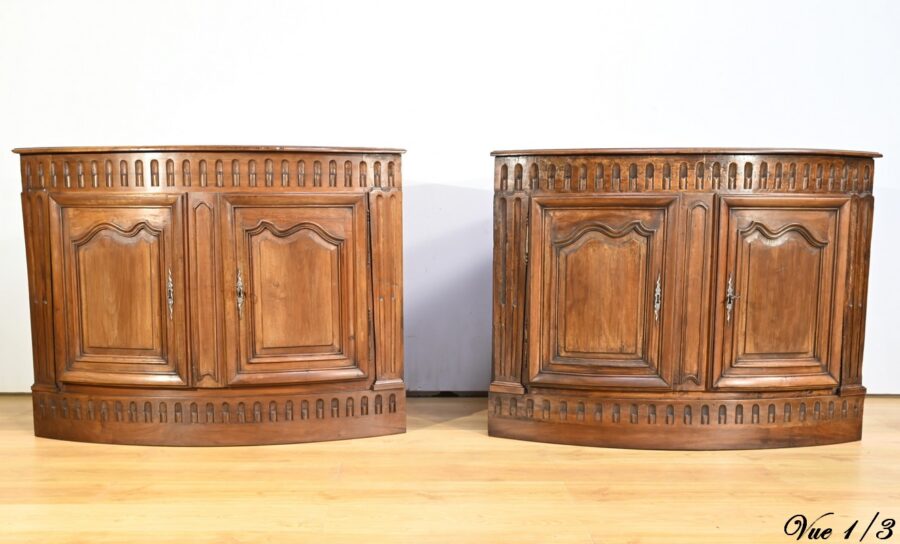 Paire d’Importantes Encoignures de Propriété en Noyer, style Régence – XVIIIe – Image 7