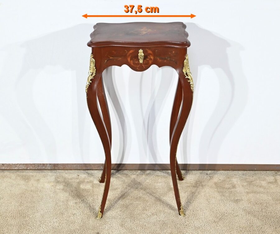 Petite Table à Ouvrage en Bois Laqué, style Louis XV – Fin XIXe – Image 27