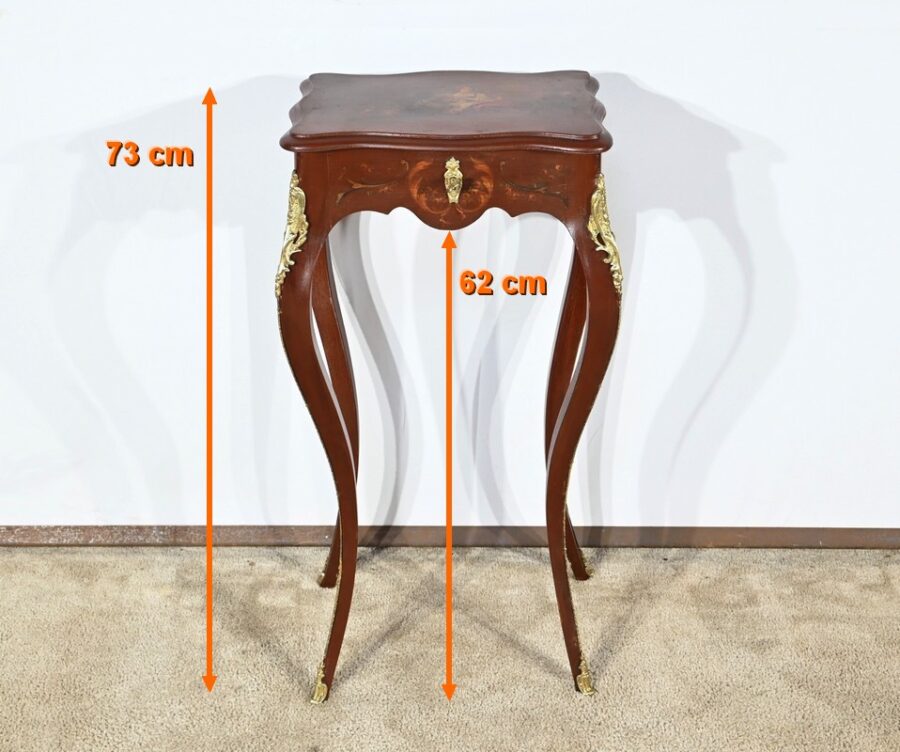 Petite Table à Ouvrage en Bois Laqué, style Louis XV – Fin XIXe – Image 29