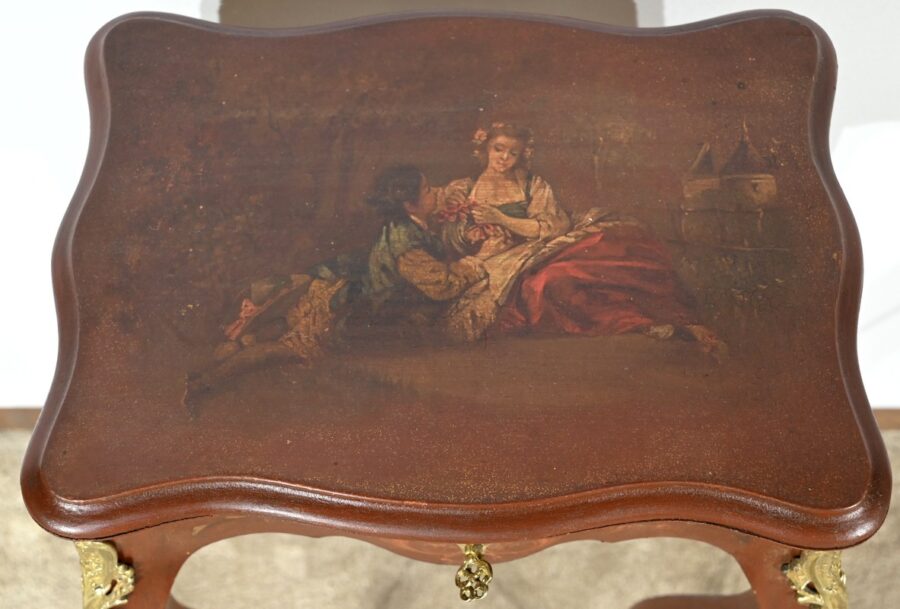 Petite Table à Ouvrage en Bois Laqué, style Louis XV – Fin XIXe – Image 5