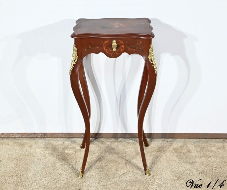 Petite Table à Ouvrage en Bois Laqué, style Louis XV – Fin XIXe – Image 7