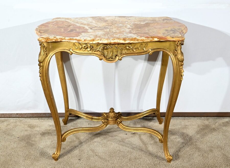 Petite Table de Milieu en Bois Doré, style Louis XV – Fin XIXe