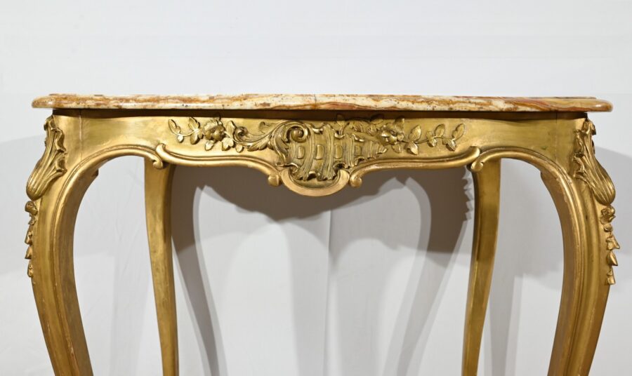 Petite Table de Milieu en Bois Doré, style Louis XV – Fin XIXe – Image 12