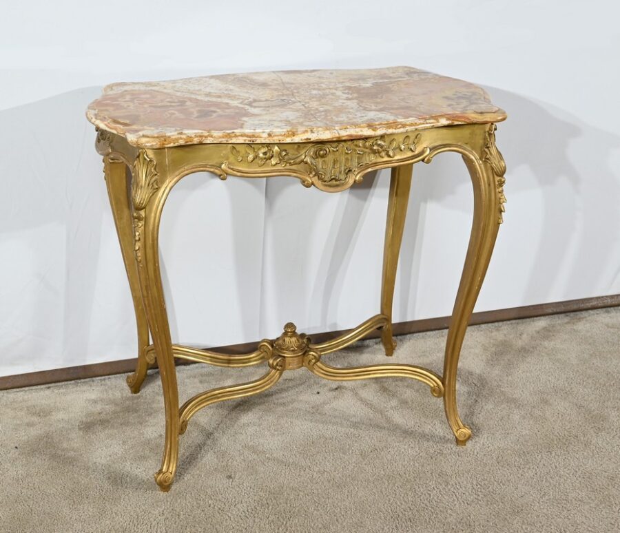 Petite Table de Milieu en Bois Doré, style Louis XV – Fin XIXe – Image 2