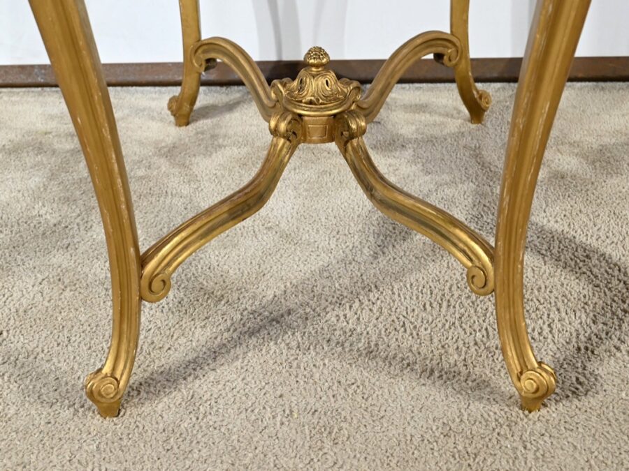 Petite Table de Milieu en Bois Doré, style Louis XV – Fin XIXe – Image 26