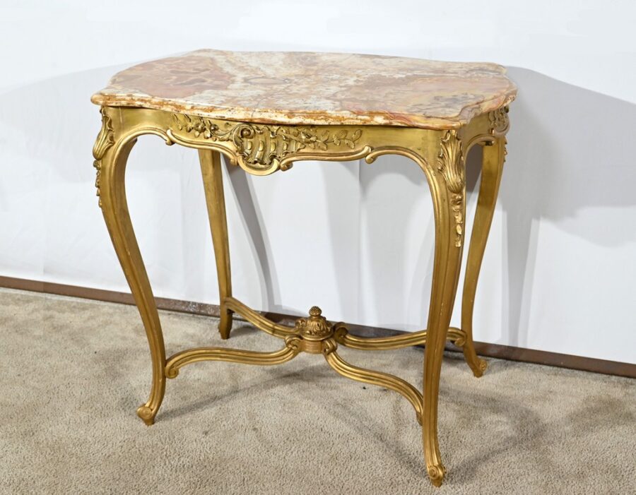 Petite Table de Milieu en Bois Doré, style Louis XV – Fin XIXe – Image 3
