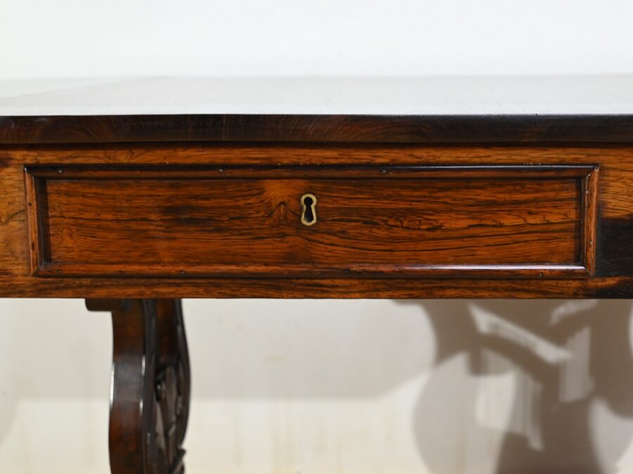 Table Bureau à Volets en Palissandre Massif, époque Restauration – Début XIXe – Image 12