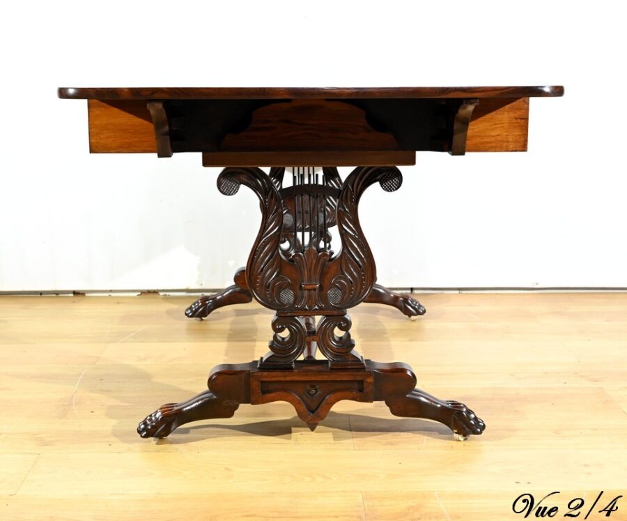 Table Bureau à Volets en Palissandre Massif, époque Restauration – Début XIXe – Image 19