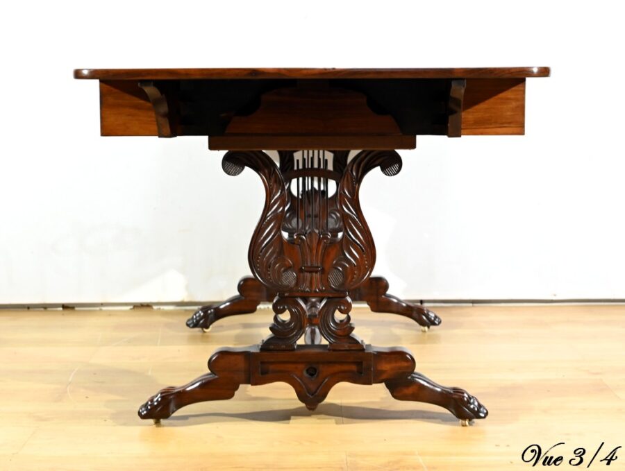 Table Bureau à Volets en Palissandre Massif, époque Restauration – Début XIXe – Image 25