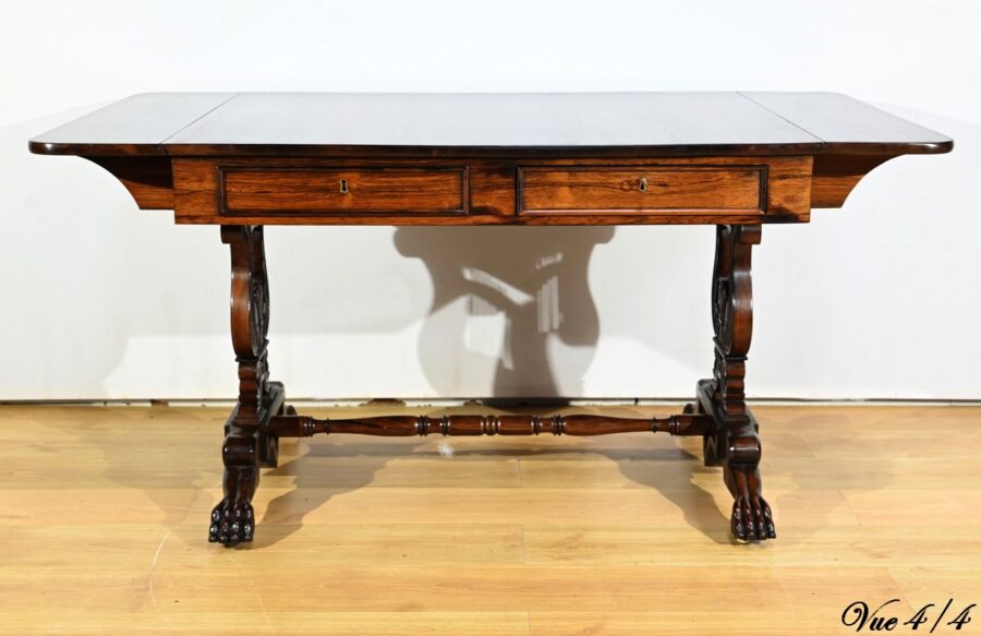 Table Bureau à Volets en Palissandre Massif, époque Restauration – Début XIXe – Image 26