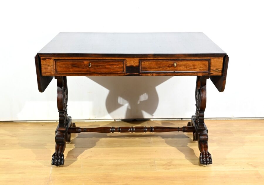 Table Bureau à Volets en Palissandre Massif, époque Restauration – Début XIXe – Image 27