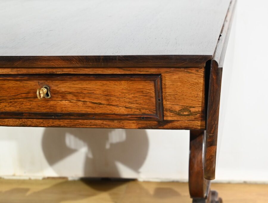 Table Bureau à Volets en Palissandre Massif, époque Restauration – Début XIXe – Image 29
