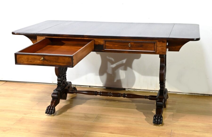 Table Bureau à Volets en Palissandre Massif, époque Restauration – Début XIXe – Image 30