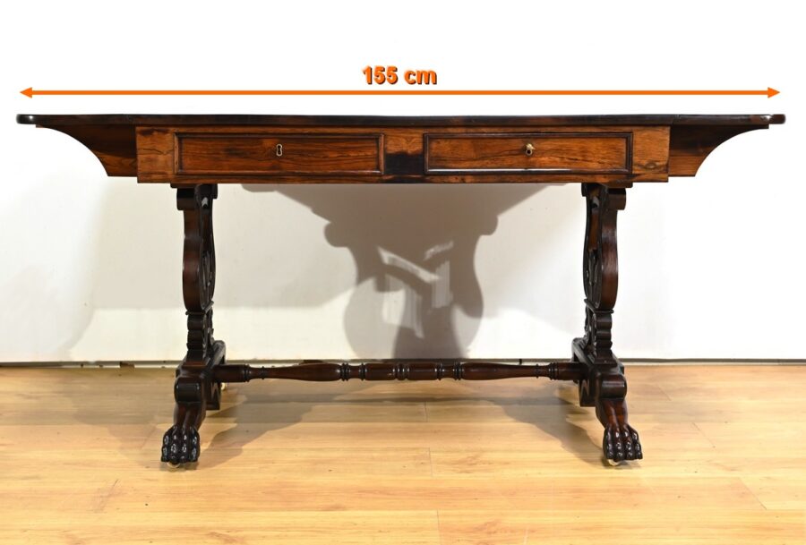 Table Bureau à Volets en Palissandre Massif, époque Restauration – Début XIXe – Image 2