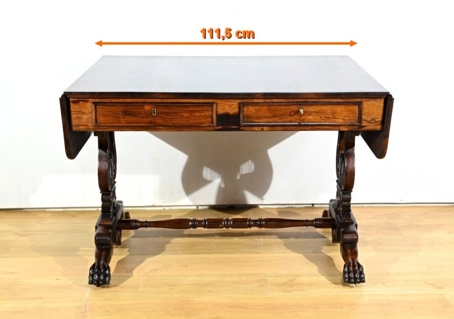 Table Bureau à Volets en Palissandre Massif, époque Restauration – Début XIXe – Image 34