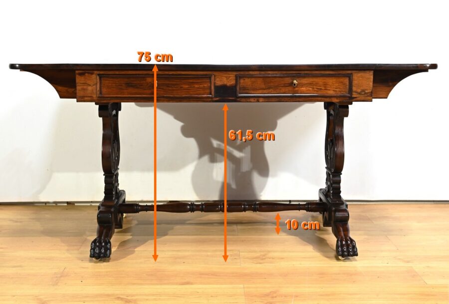 Table Bureau à Volets en Palissandre Massif, époque Restauration – Début XIXe – Image 36