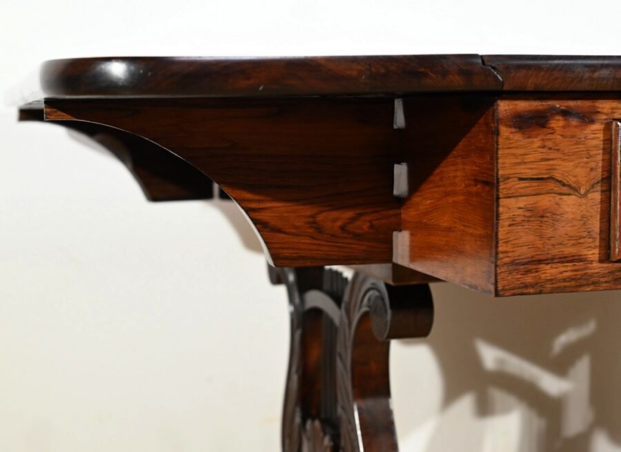 Table Bureau à Volets en Palissandre Massif, époque Restauration – Début XIXe – Image 10