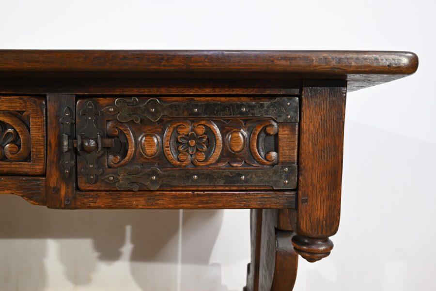 Table Bureau en Chêne, style Néogothique – Début XXe – Image 11