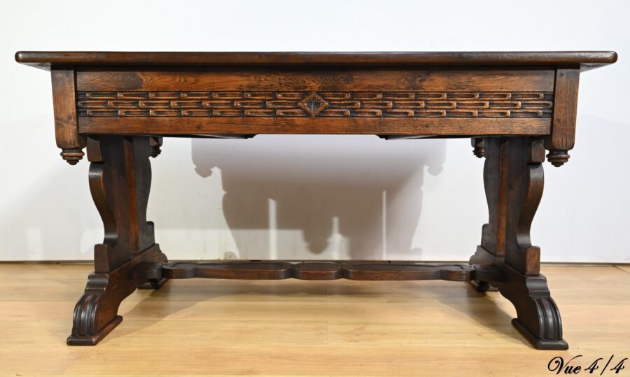 Table Bureau en Chêne, style Néogothique – Début XXe – Image 24