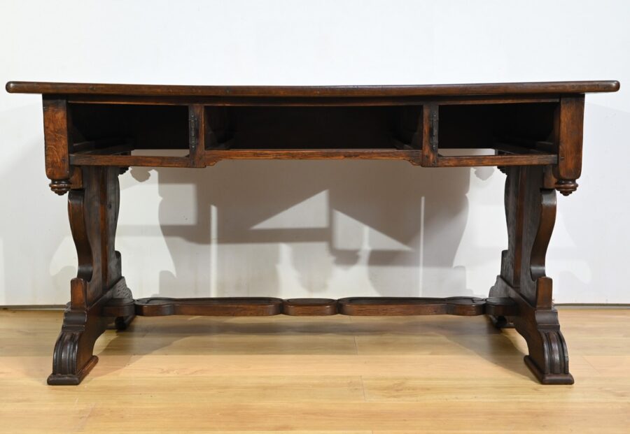 Table Bureau en Chêne, style Néogothique – Début XXe – Image 28