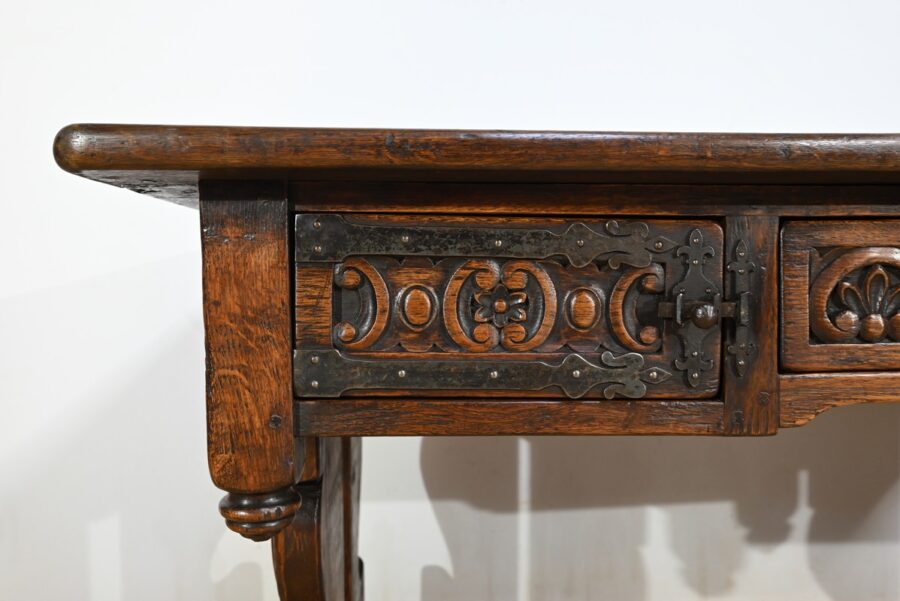 Table Bureau en Chêne, style Néogothique – Début XXe – Image 7