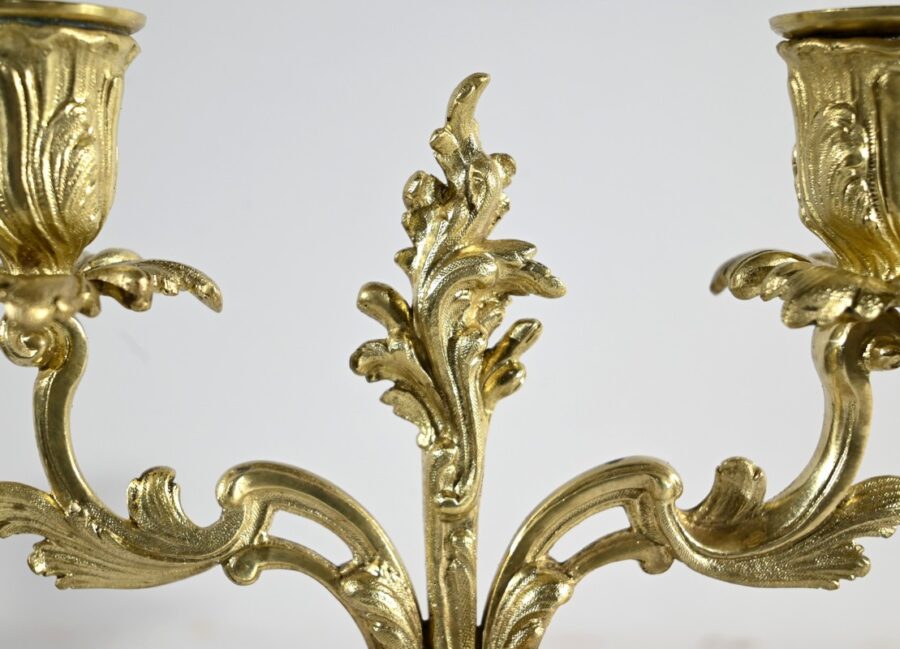 Garniture de Cheminée en Bronze et Bois Peint, estampillée Vincenti & Cie – 2ème partie XIXe – Image 23