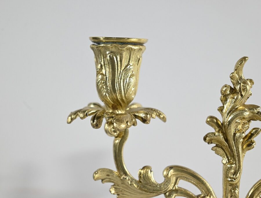 Garniture de Cheminée en Bronze et Bois Peint, estampillée Vincenti & Cie – 2ème partie XIXe – Image 24