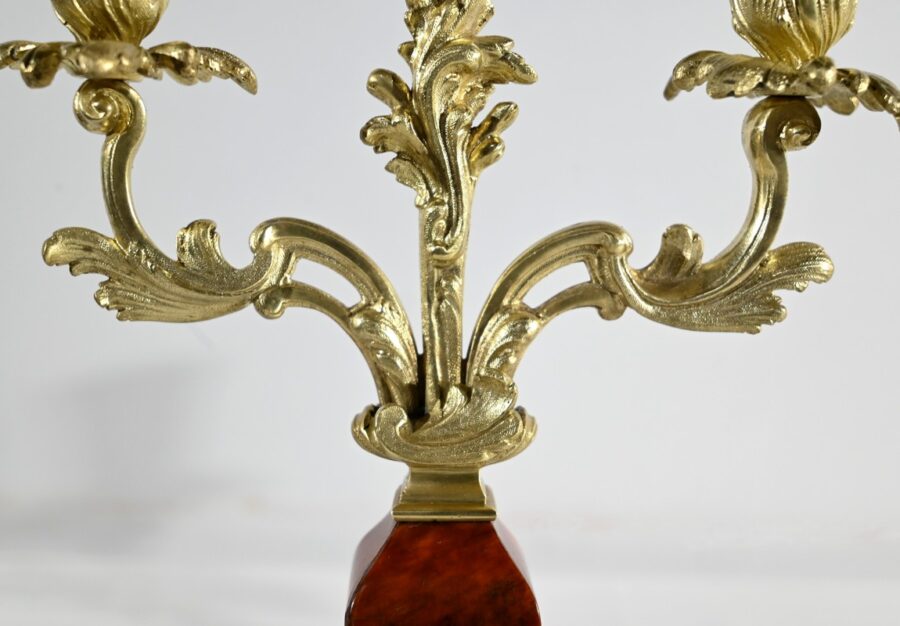 Garniture de Cheminée en Bronze et Bois Peint, estampillée Vincenti & Cie – 2ème partie XIXe – Image 26