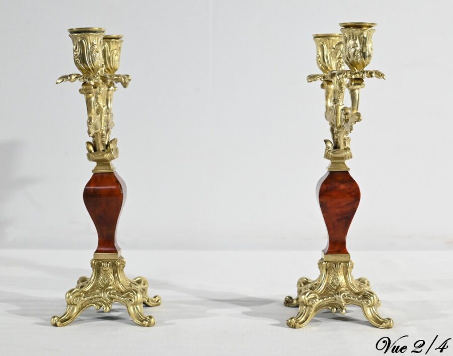 Garniture de Cheminée en Bronze et Bois Peint, estampillée Vincenti & Cie – 2ème partie XIXe – Image 29