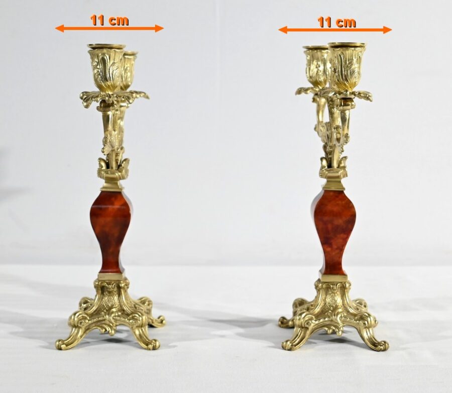 Garniture de Cheminée en Bronze et Bois Peint, estampillée Vincenti & Cie – 2ème partie XIXe – Image 34