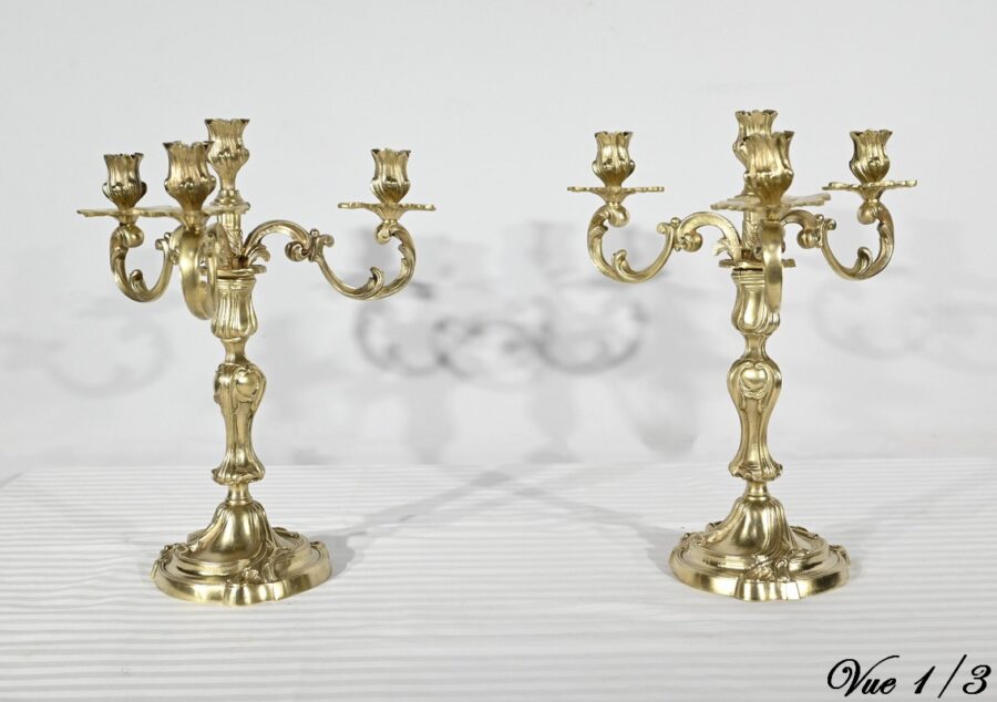 Garniture de Cheminée en Bronze Doré, estampillée Japy Frères & Cie – Fin XIXe – Image 19