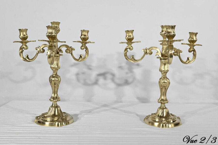 Garniture de Cheminée en Bronze Doré, estampillée Japy Frères & Cie – Fin XIXe – Image 27