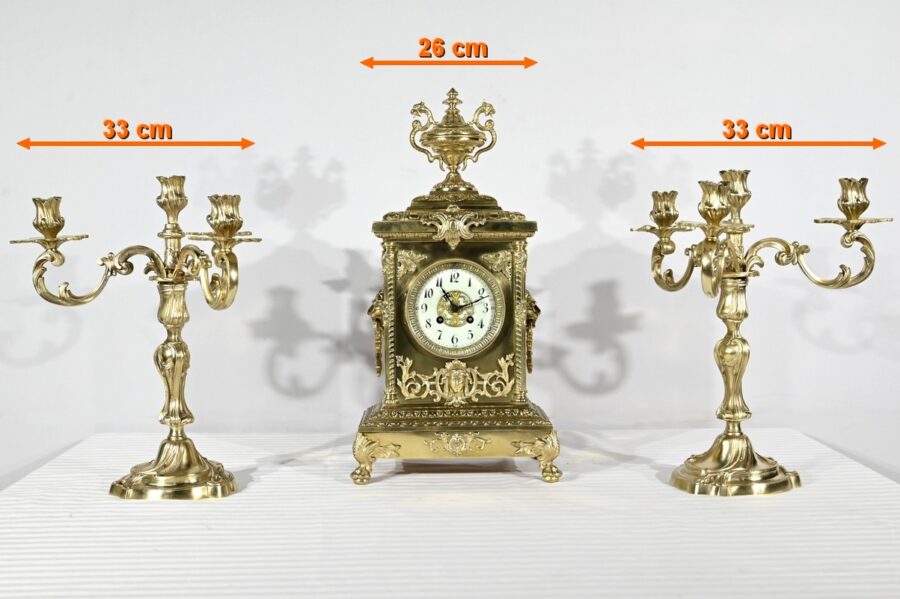 Garniture de Cheminée en Bronze Doré, estampillée Japy Frères & Cie – Fin XIXe – Image 29
