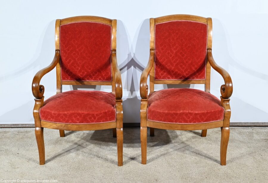 Paire de Fauteuils en Merisier, époque Louis Philippe – 1ère partie XIXe – Image 2