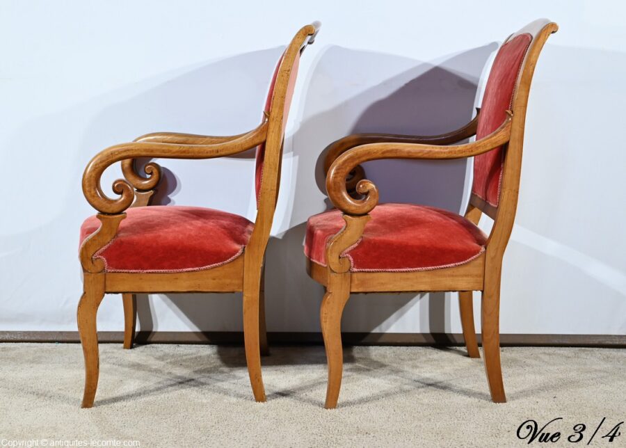 Paire de Fauteuils en Merisier, époque Louis Philippe – 1ère partie XIXe – Image 23