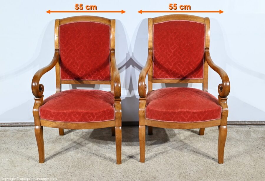 Paire de Fauteuils en Merisier, époque Louis Philippe – 1ère partie XIXe – Image 25