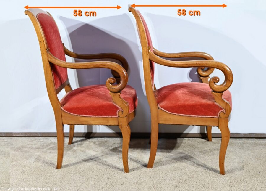 Paire de Fauteuils en Merisier, époque Louis Philippe – 1ère partie XIXe – Image 26