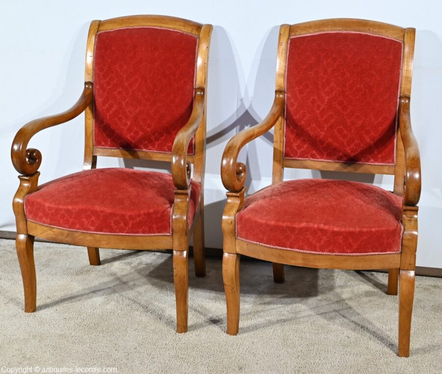 Paire de Fauteuils en Merisier, époque Louis Philippe – 1ère partie XIXe – Image 3