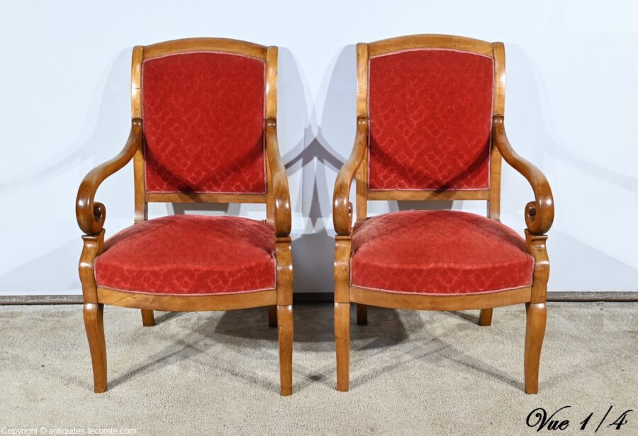 Paire de Fauteuils en Merisier, époque Louis Philippe – 1ère partie XIXe – Image 6