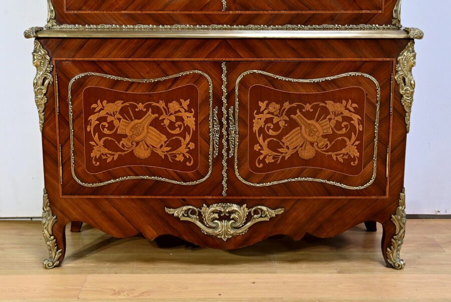 Bibliothèque Deux-Corps en Palissandre et Marqueterie, style Louis XV - Fin XIXe – Image 13