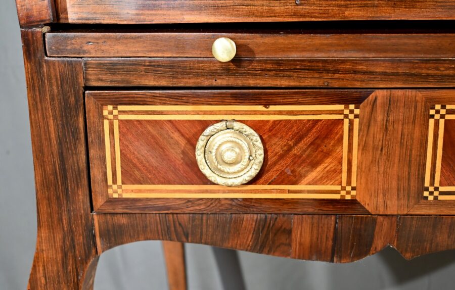 Bureau Cylindre en Acajou et Palissandre, époque Louis XV – 1ère partie XVIIIe – Image 12