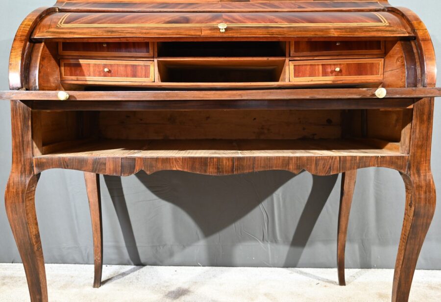 Bureau Cylindre en Acajou et Palissandre, époque Louis XV – 1ère partie XVIIIe – Image 35