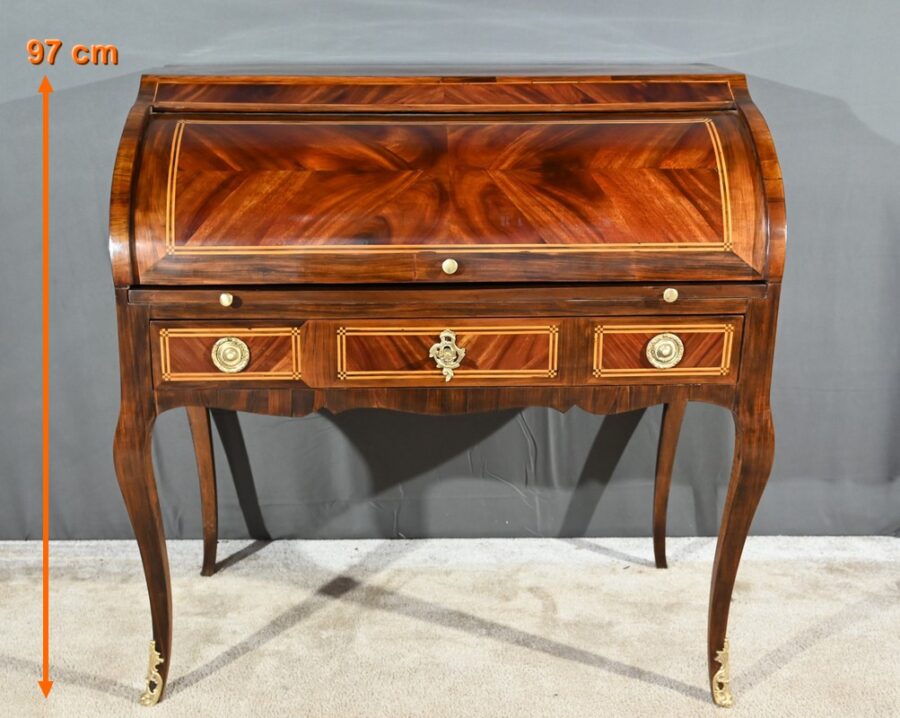 Bureau Cylindre en Acajou et Palissandre, époque Louis XV – 1ère partie XVIIIe – Image 38