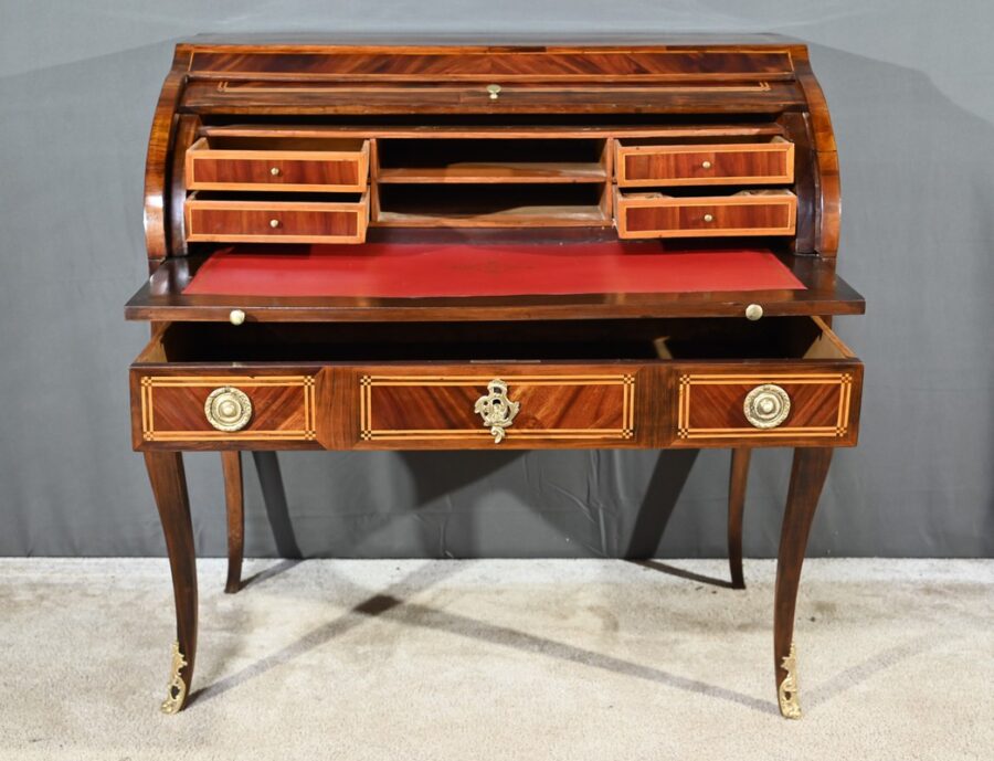 Bureau Cylindre en Acajou et Palissandre, époque Louis XV – 1ère partie XVIIIe – Image 5