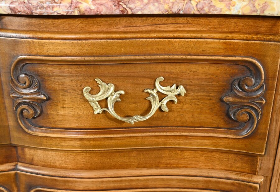 Commode Sauteuse Arbalète en Noyer, style Louis XV – Début XXe – Image 10