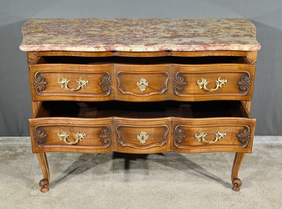 Commode Sauteuse Arbalète en Noyer, style Louis XV – Début XXe – Image 4