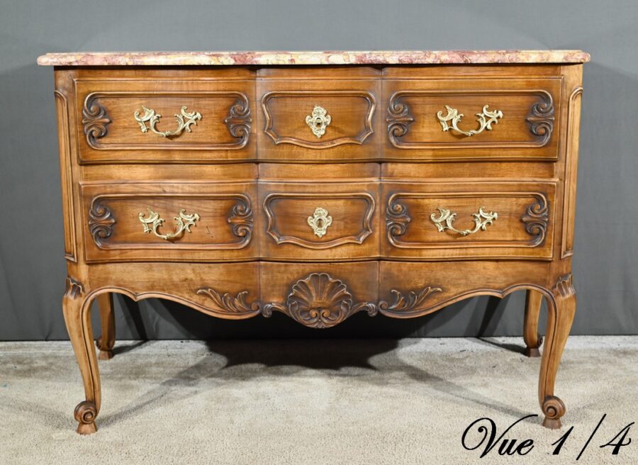 Commode Sauteuse Arbalète en Noyer, style Louis XV – Début XXe – Image 5