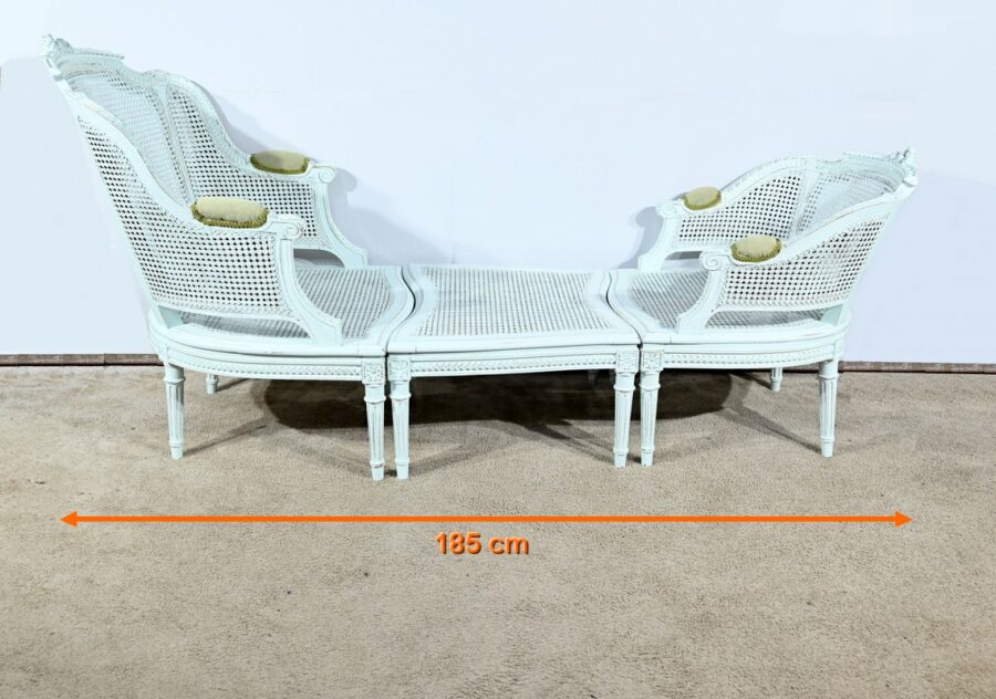 Duchesse Brisée en Hêtre Réchampi, style Louis XVI – 2ème partie XIXe – Image 43